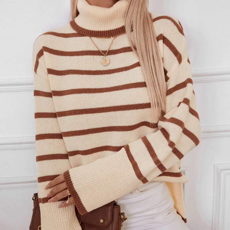Denne smarte og stilfulde sweater er et must-have for enhver, der ønsker at holde sig varm og trendy denne vinter uldtrøjer, højhalsede trøjer.