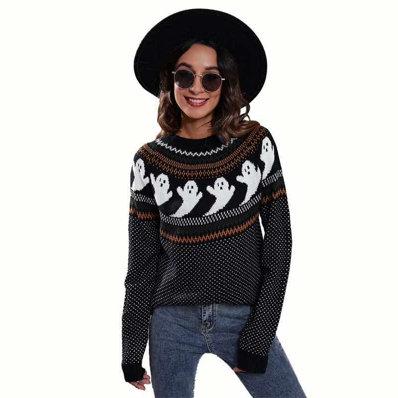 Halloween tema pullover sweater kvinder