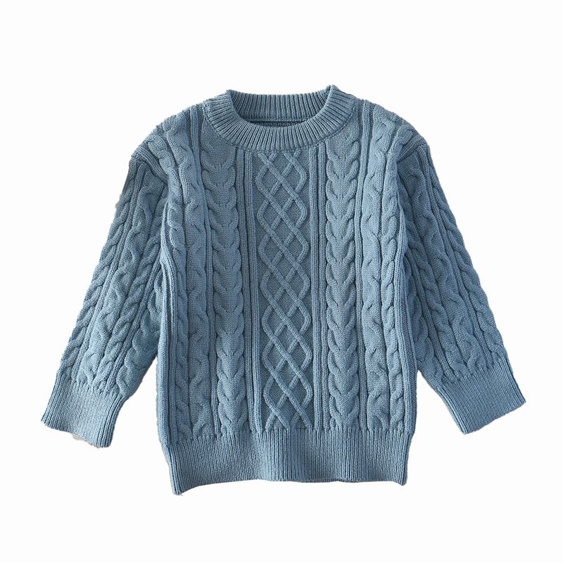 Strikket jacquard crewneck børn sweater