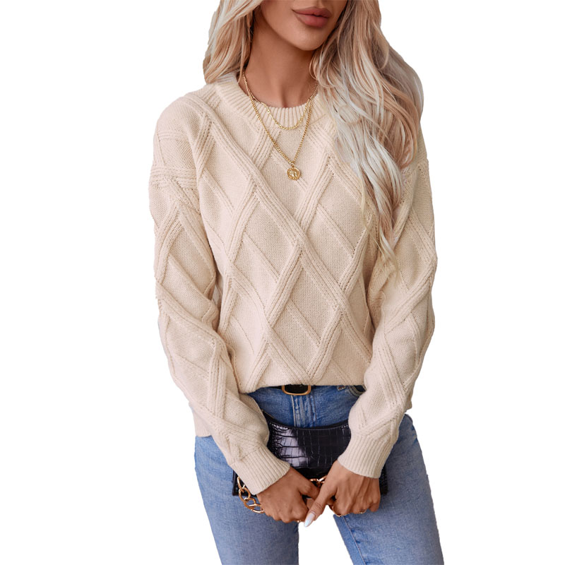 Langærmet besætning hals pullover strik sweater