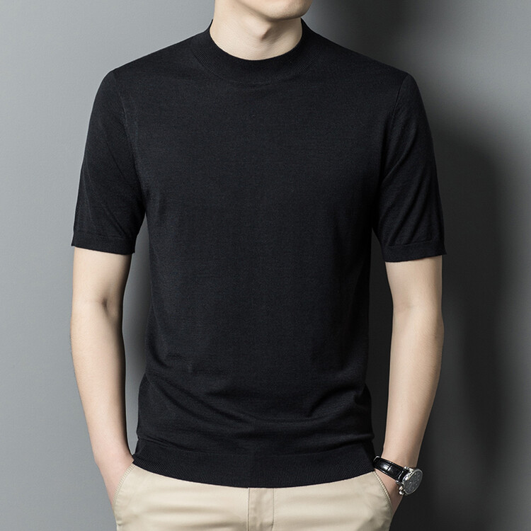 Kortærmet besætning hals slank pullover sweater