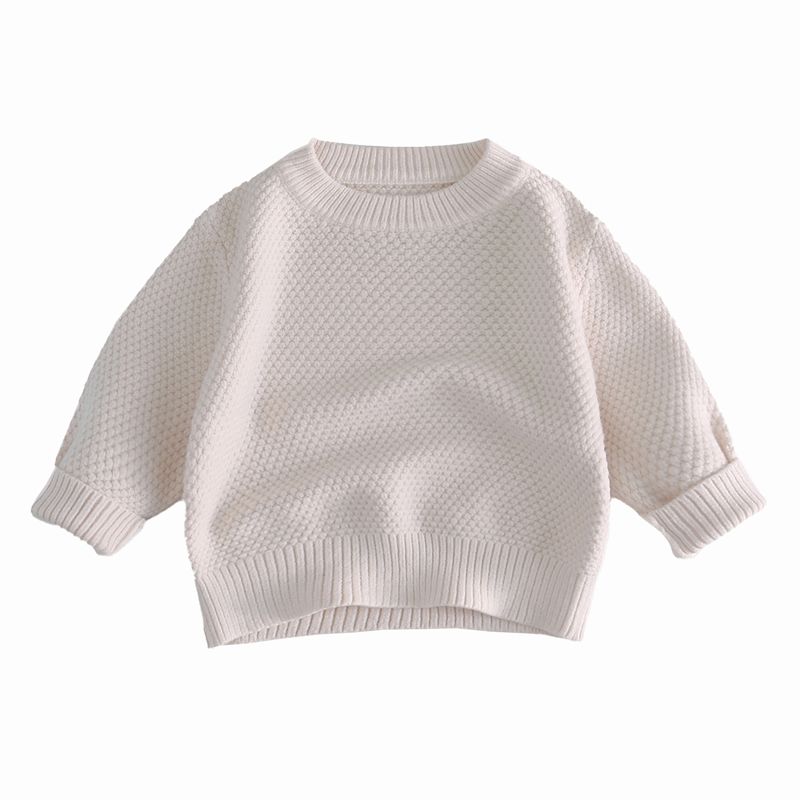 Solid farve rundneck strik børn sweater