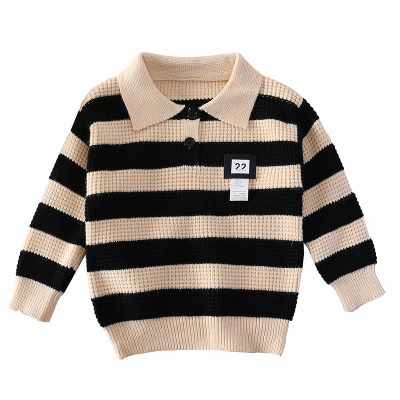 Stribet polokrave strik sweater børn