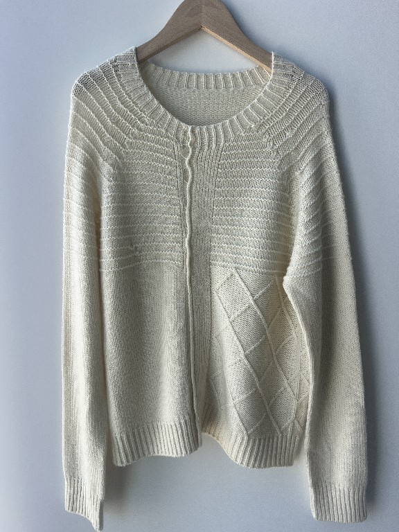 Hvid jacquard pullover strik sweater kvinder