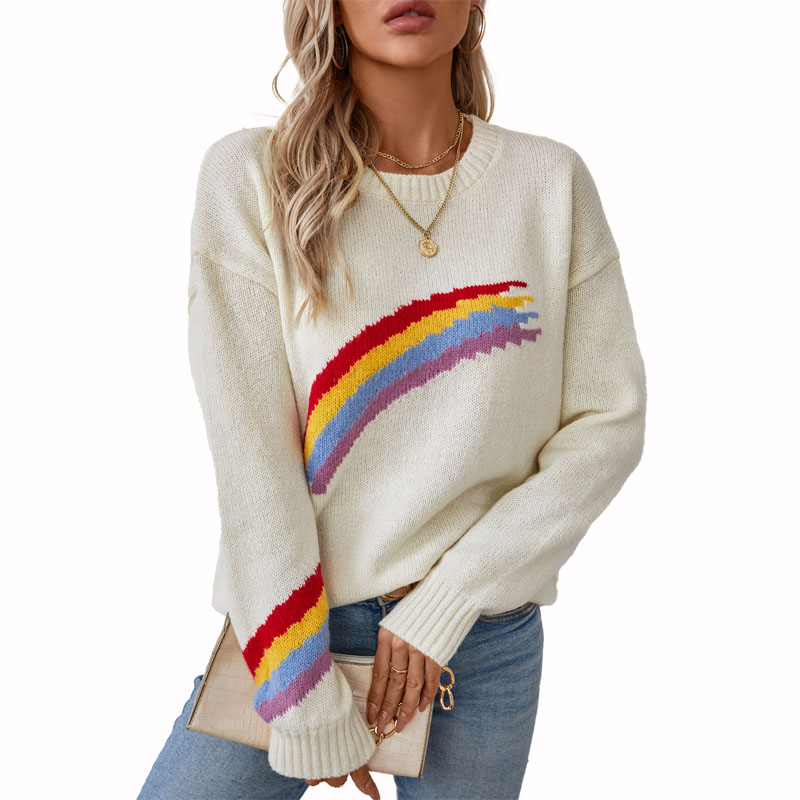 Kvinder regnbue stribet sweater