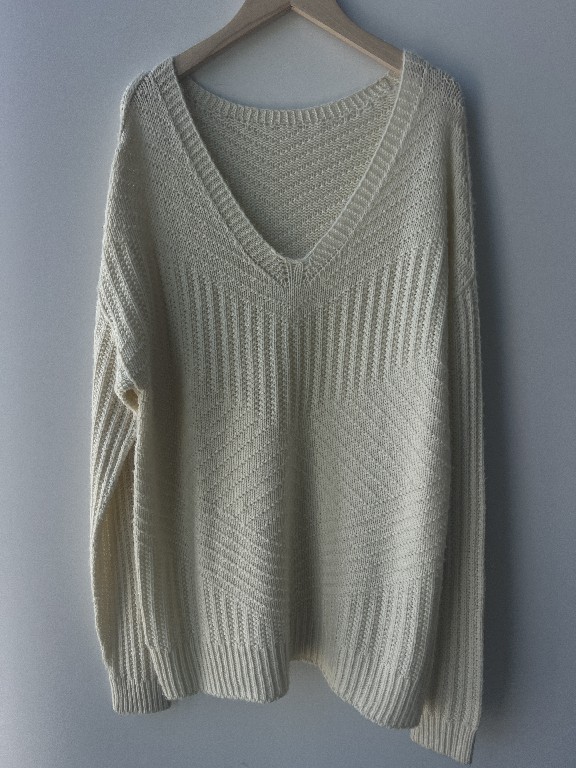 Kvinders v-hals strik uld sweater